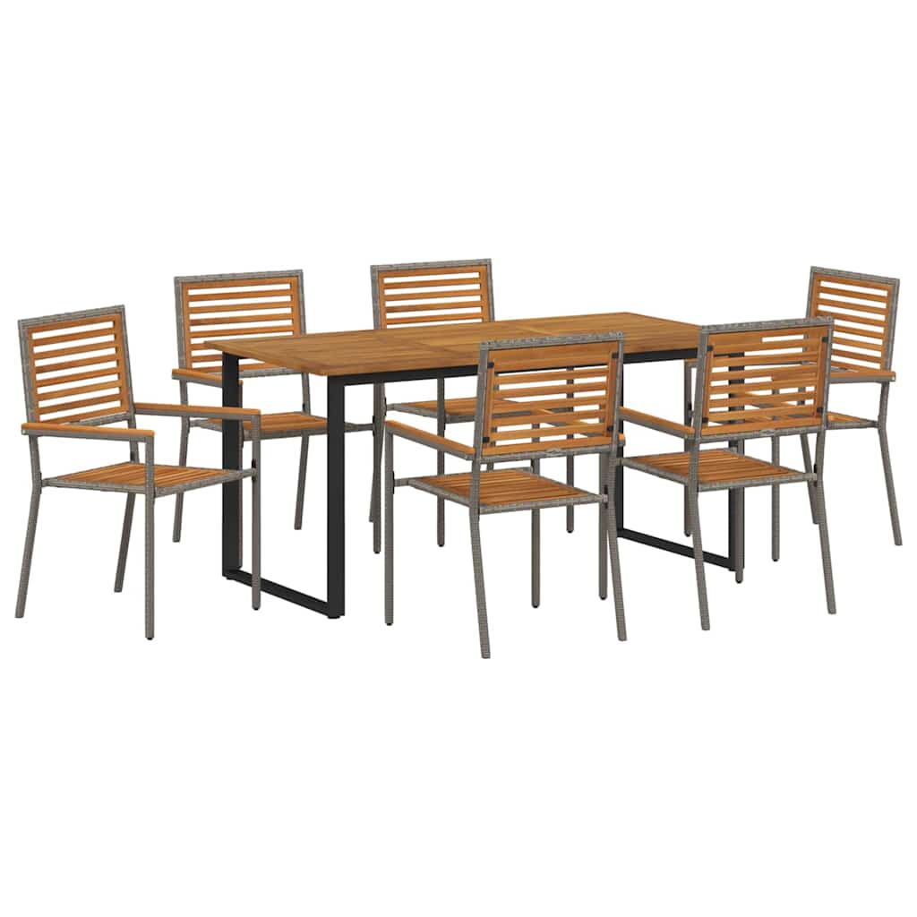 Σέτ φαγητού για κήπο 7 pcs Γκρι Στερεό Ξύλο Ακακίας - Pakobazaar
