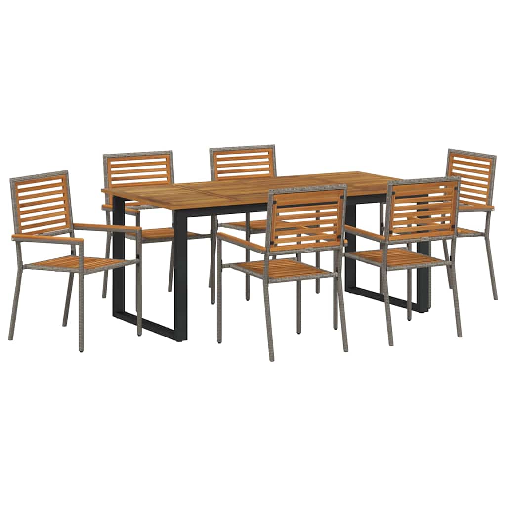Σέτ φαγητού για κήπο 7 pcs Γκρι Στερεό Ξύλο Ακακίας - Pakobazaar