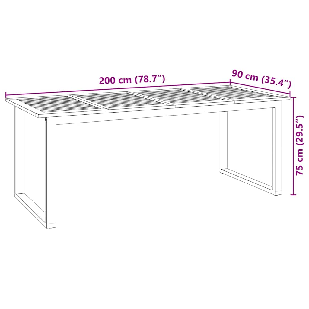 Σέτ φαγητού για κήπο 7 pcs Μαύρο Στερεό Ξύλο Ακακίας - Pakobazaar