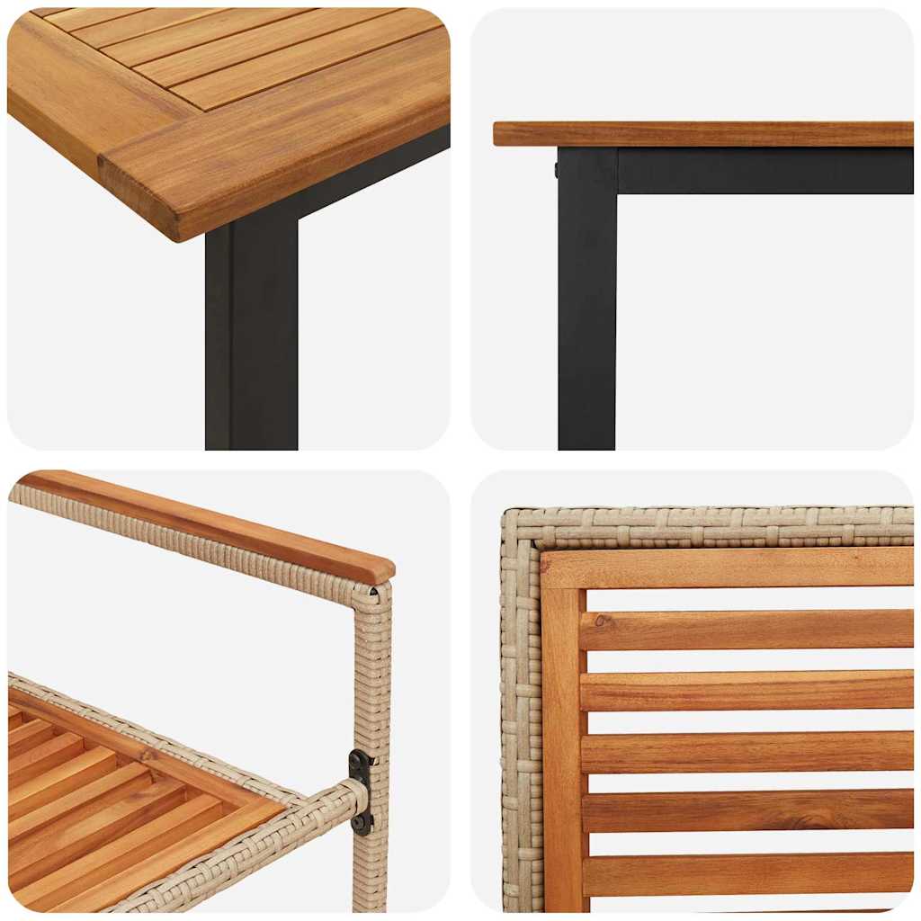 Σέτ φαγητού για κήπο 7 pcs Μπεζ Στερεό Ξύλο Ακακίας - Pakobazaar