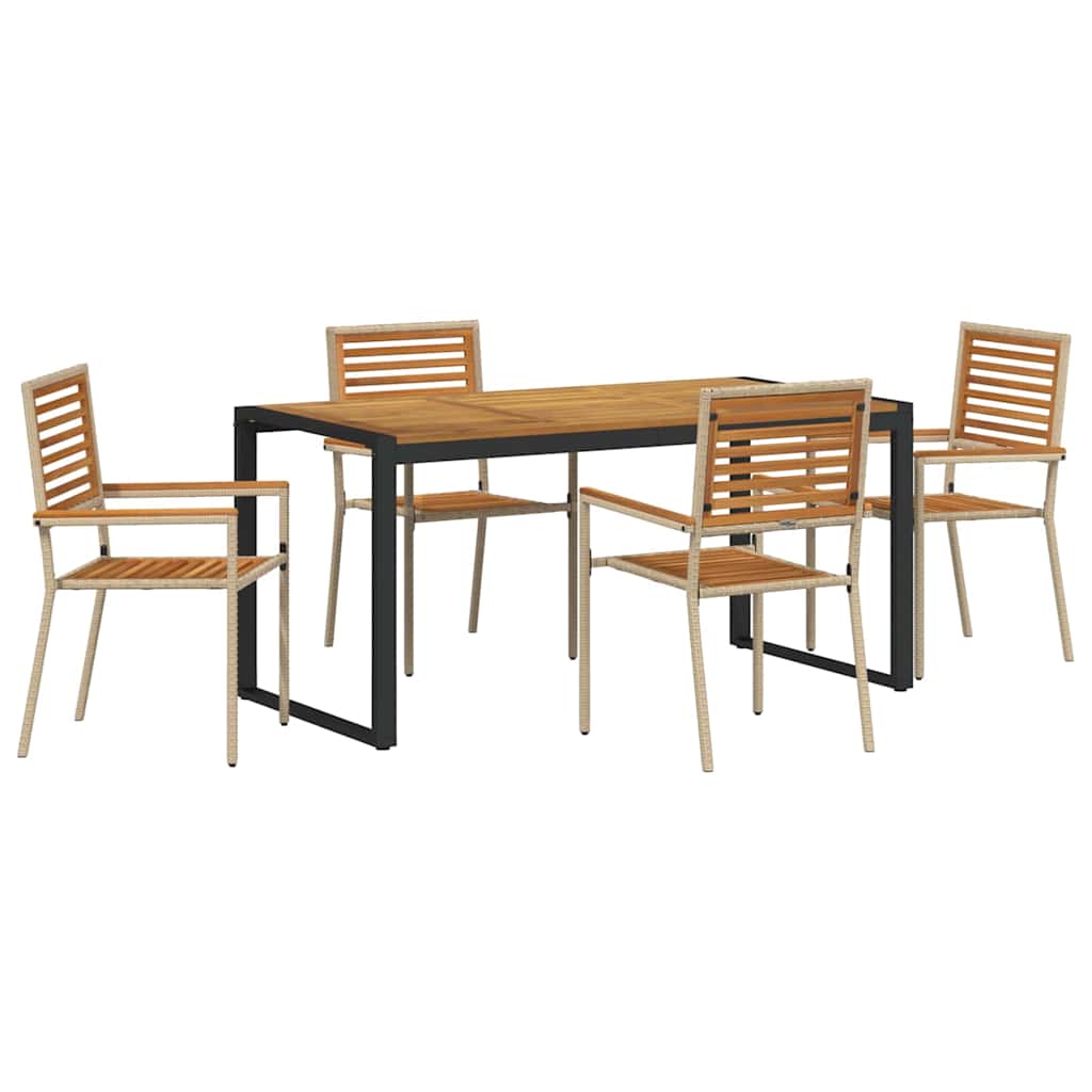 Σέτ φαγητού για κήπο 5 pcs Μπεζ και καφέ συνθετικό ρατάν - Pakobazaar