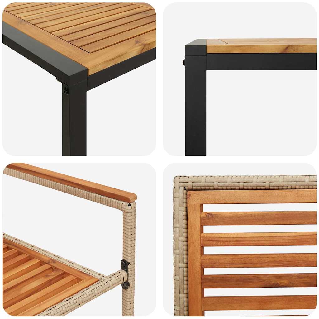 Σέτ φαγητού για κήπο 7 pcs Μπεζ και καφέ συνθετικό ρατάν - Pakobazaar