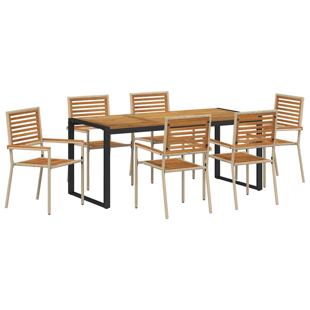 Σέτ φαγητού για κήπο 7 pcs Μπεζ και καφέ συνθετικό ρατάν - Pakobazaar