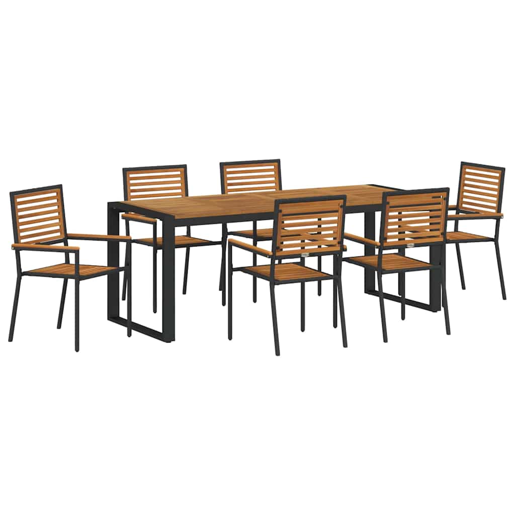 Σέτ φαγητού για κήπο 7 pcs Μαύρο και Καφέ συνθετικό ρατάν - Pakobazaar