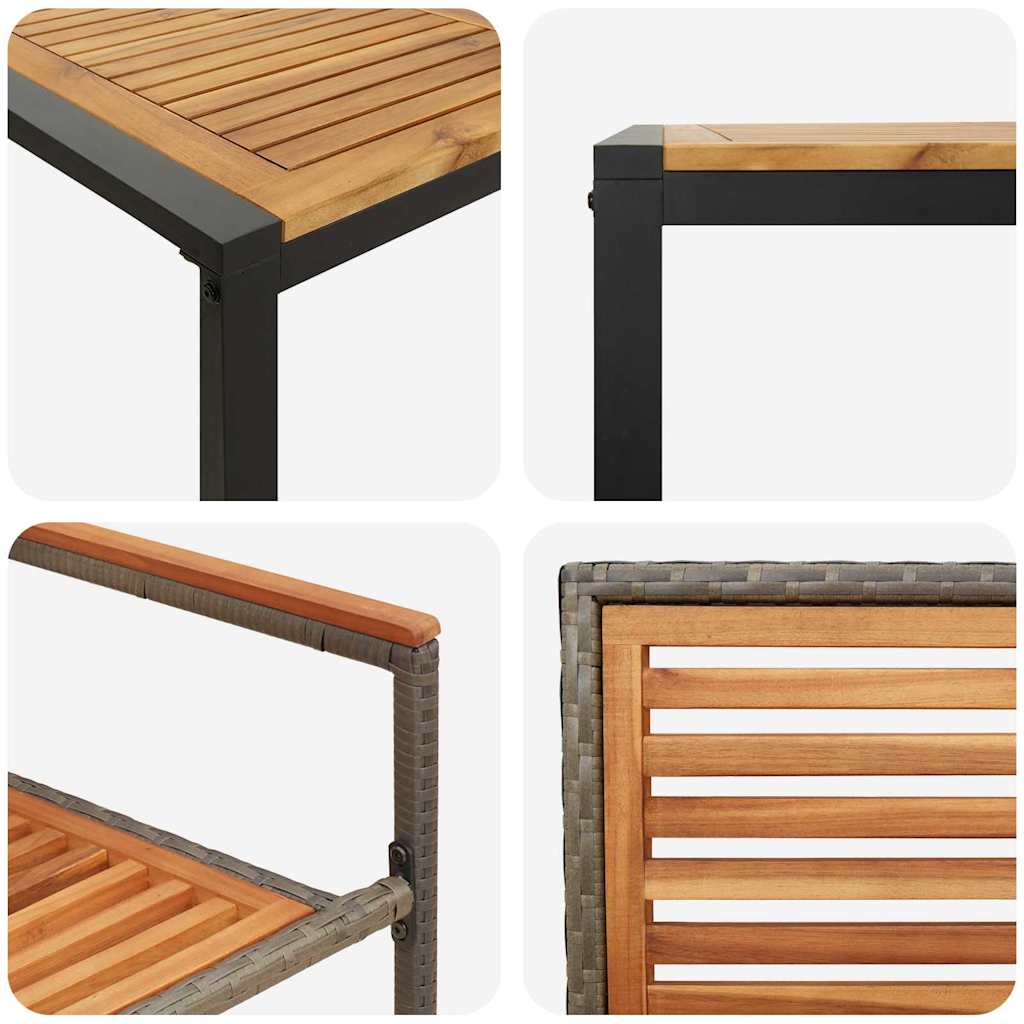 Σέτ φαγητού για κήπο 7 pcs Γκρι και Καφέ συνθετικό ρατάν