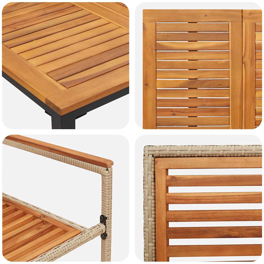 Σέτ φαγητού για κήπο 3 pcs Μπεζ και καφέ συνθετικό ρατάν - Pakobazaar