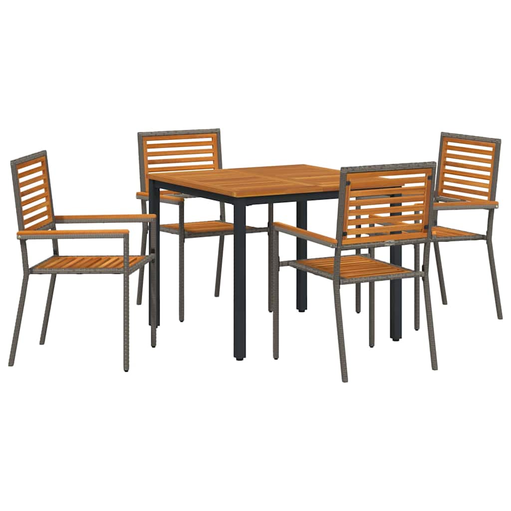 Σέτ φαγητού για κήπο 5 pcs Γκρι και Καφέ συνθετικό ρατάν - Pakobazaar