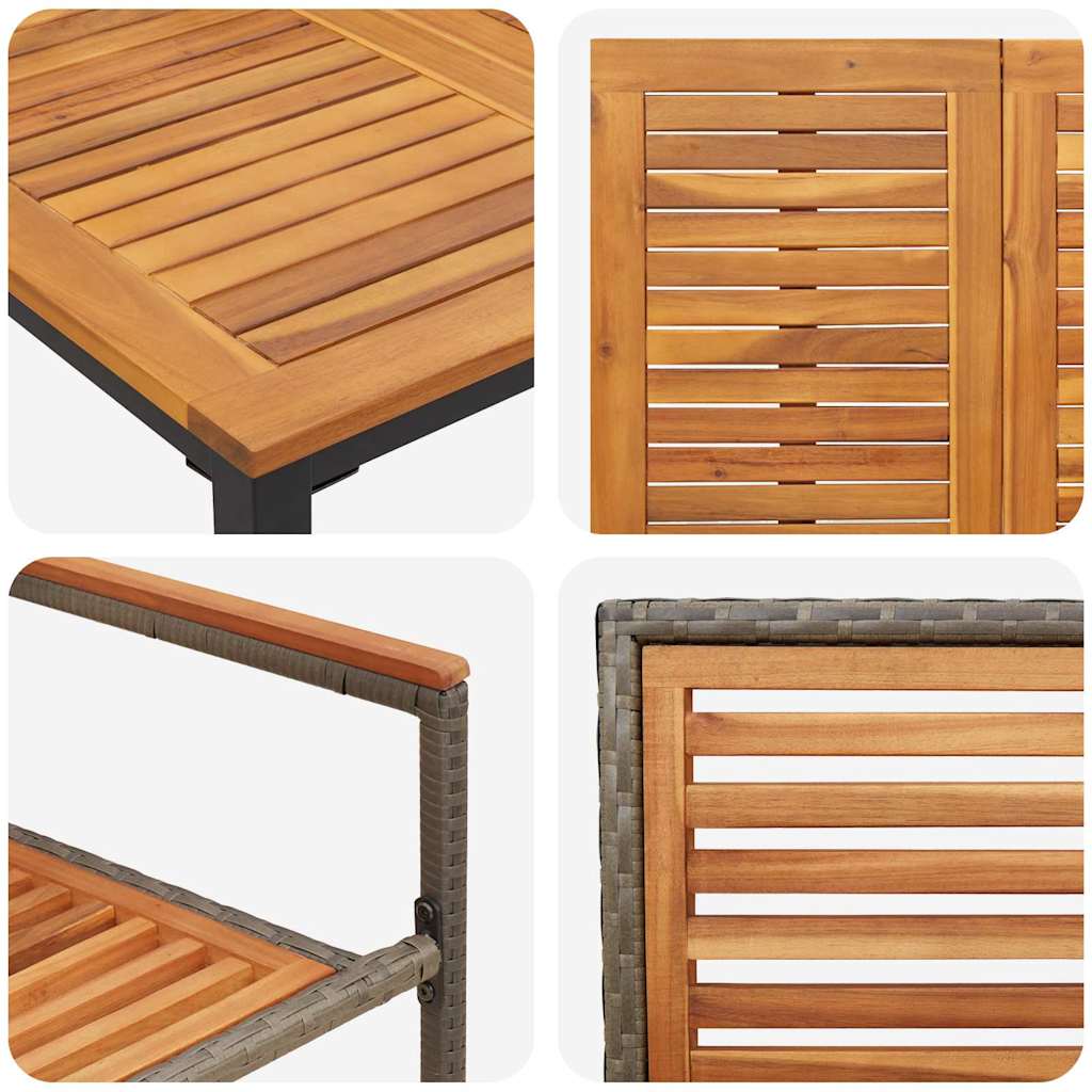 Σέτ φαγητού για κήπο 5 pcs Γκρι και Καφέ συνθετικό ρατάν - Pakobazaar