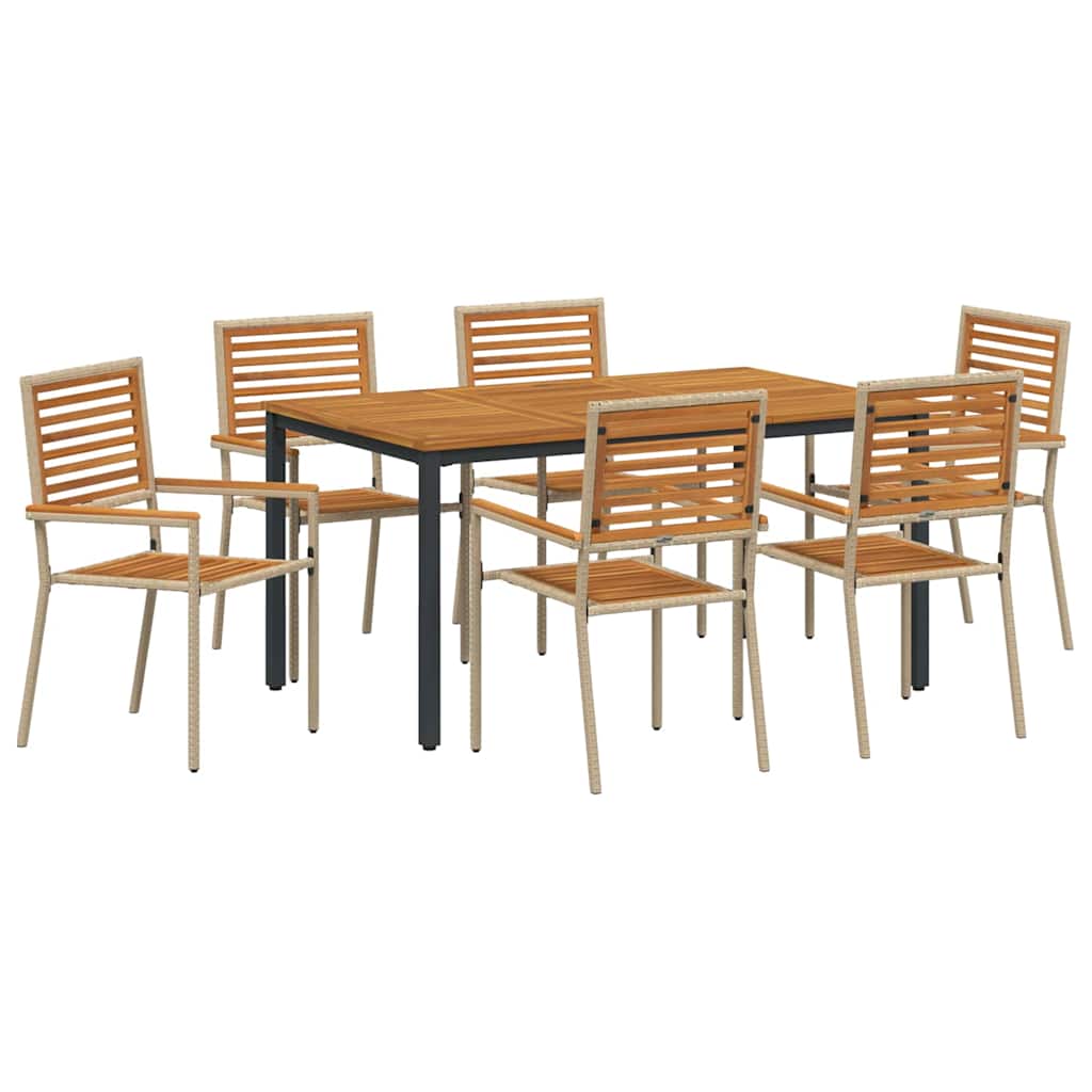 Σέτ φαγητού για κήπο 7 pcs Μπεζ και καφέ συνθετικό ρατάν - Pakobazaar