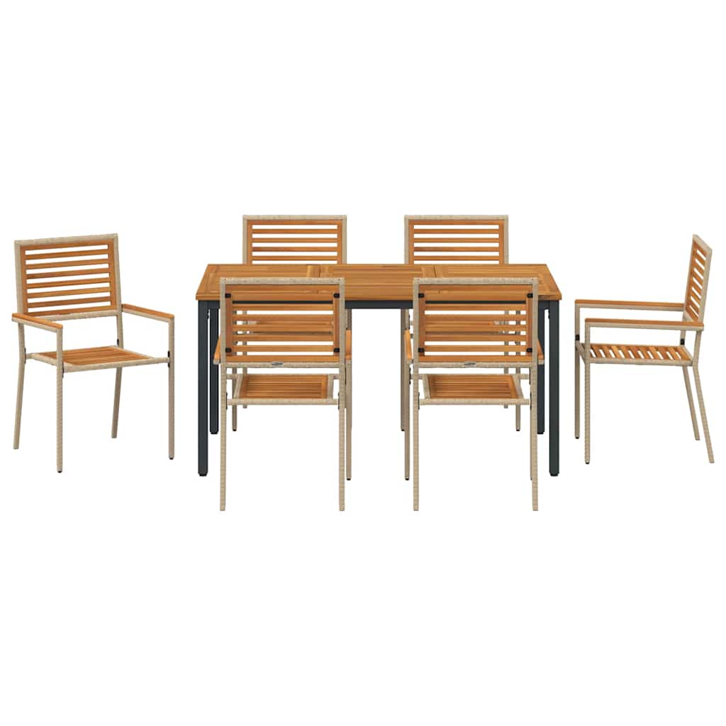 Σέτ φαγητού για κήπο 7 pcs Μπεζ και καφέ συνθετικό ρατάν - Pakobazaar