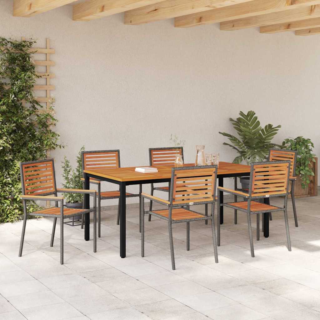 Σέτ φαγητού για κήπο 7 pcs Γκρι και Καφέ συνθετικό ρατάν - Pakobazaar