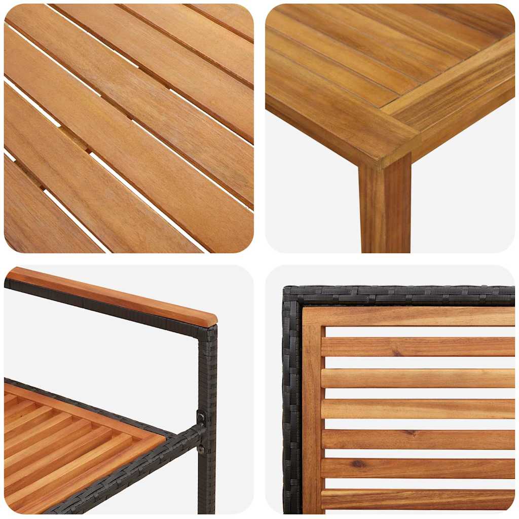 Σέτ φαγητού για κήπο 3 pcs Μαύρο Στερεό Ξύλο Ακακίας