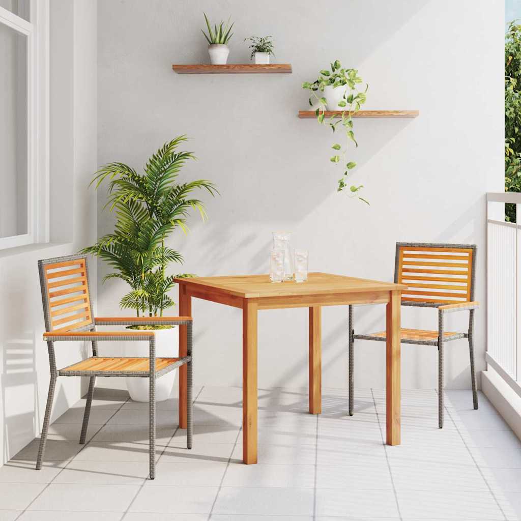Σέτ φαγητού για κήπο 3 pcs Γκρι Στερεό Ξύλο Ακακίας