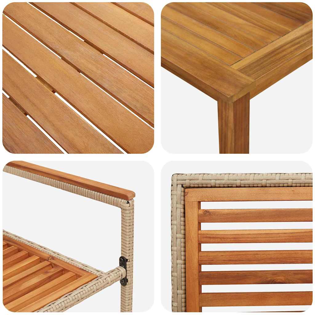 Σέτ φαγητού για κήπο 3 pcs Μπεζ Στερεό Ξύλο Ακακίας