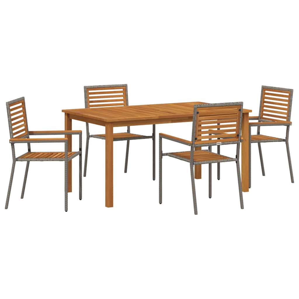 Σέτ φαγητού για κήπο 5 pcs Γκρι Στερεό Ξύλο Ακακίας
