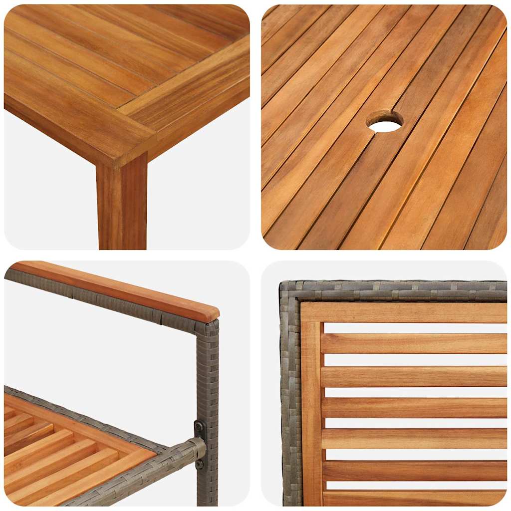 Σέτ φαγητού για κήπο 7 pcs Γκρι Στερεό Ξύλο Ακακίας