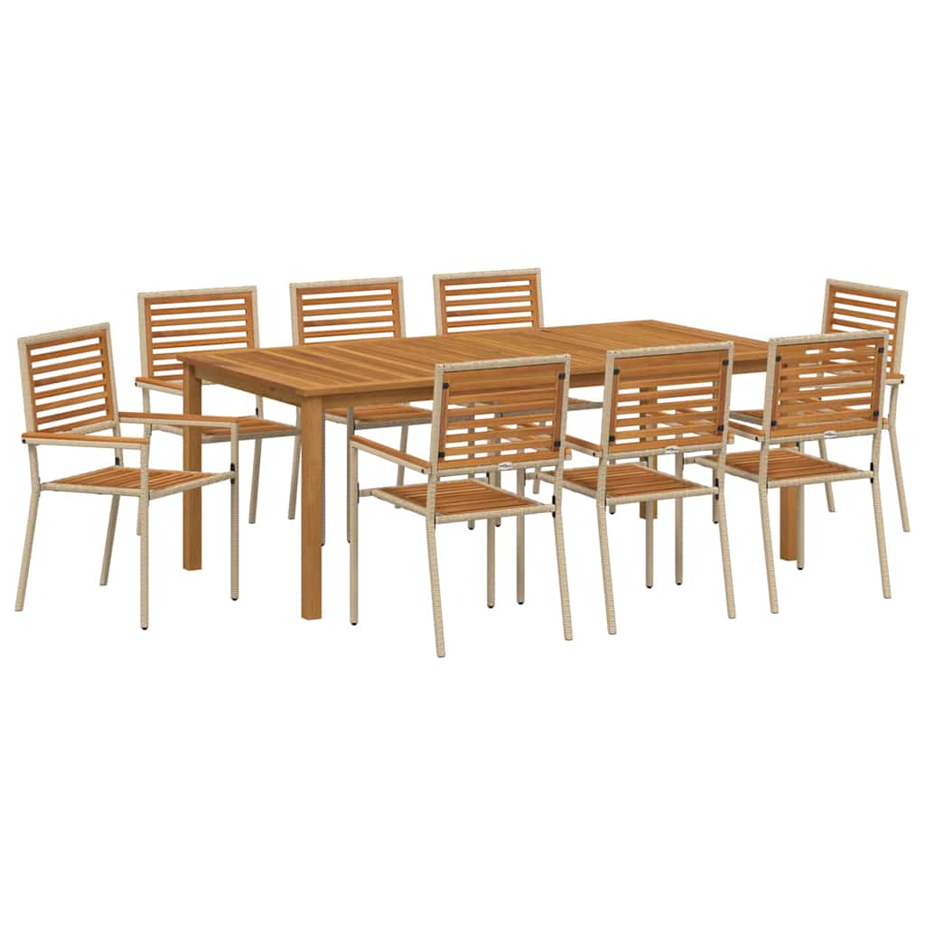 Σέτ φαγητού για κήπο 9 pcs Μπεζ Στερεό Ξύλο Ακακίας