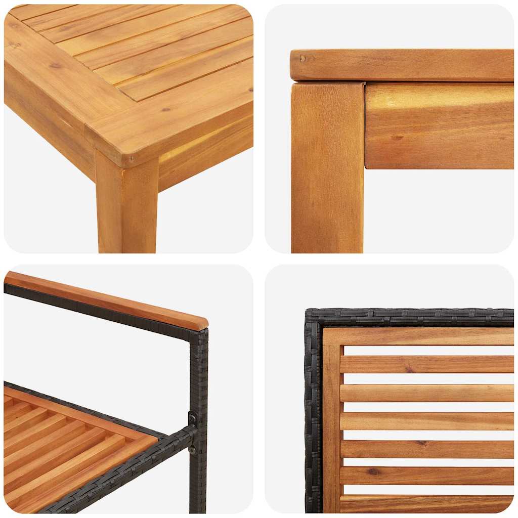 Σέτ φαγητού για κήπο 3 pcs Μαύρο Στερεό Ξύλο Ακακίας - Pakobazaar