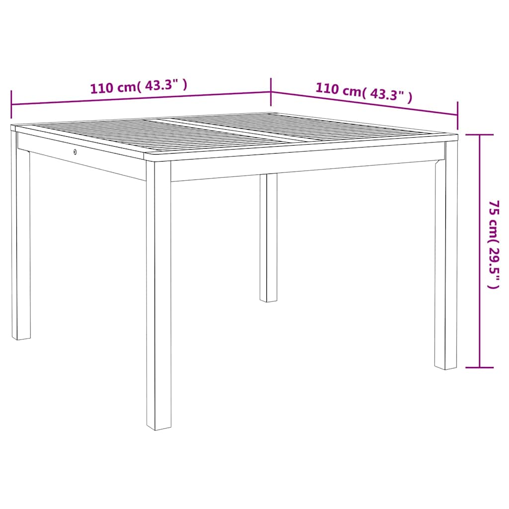 Σέτ φαγητού για κήπο 3 pcs Μαύρο Στερεό Ξύλο Ακακίας - Pakobazaar