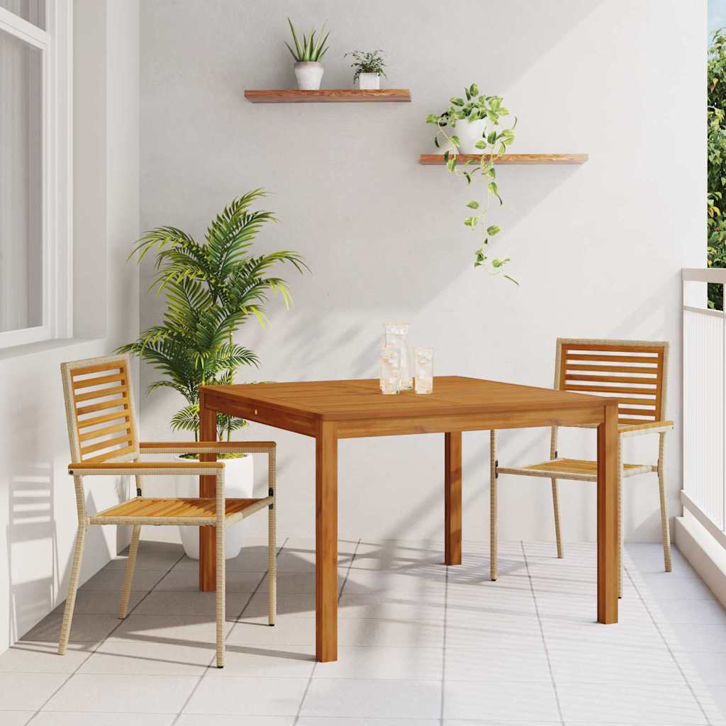 Σέτ φαγητού για κήπο 3 pcs Μπεζ Στερεό Ξύλο Ακακίας - Pakobazaar
