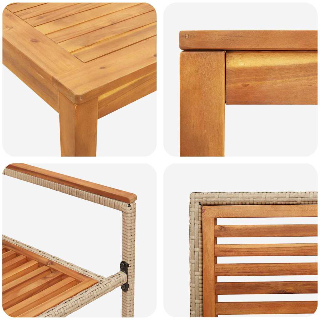 Σέτ φαγητού για κήπο 5 pcs Μπεζ Στερεό Ξύλο Ακακίας - Pakobazaar