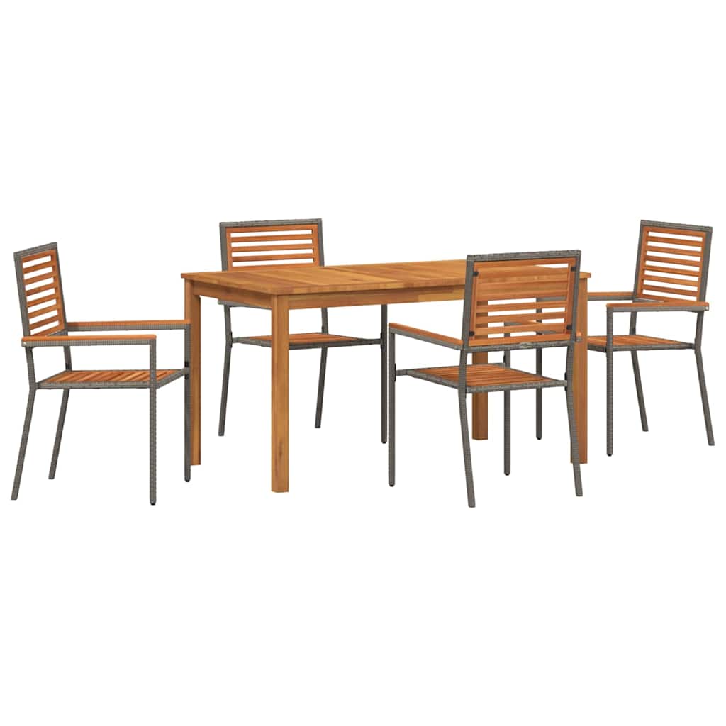 Σέτ φαγητού για κήπο 5 pcs Γκρι Στερεό Ξύλο Ακακίας - Pakobazaar