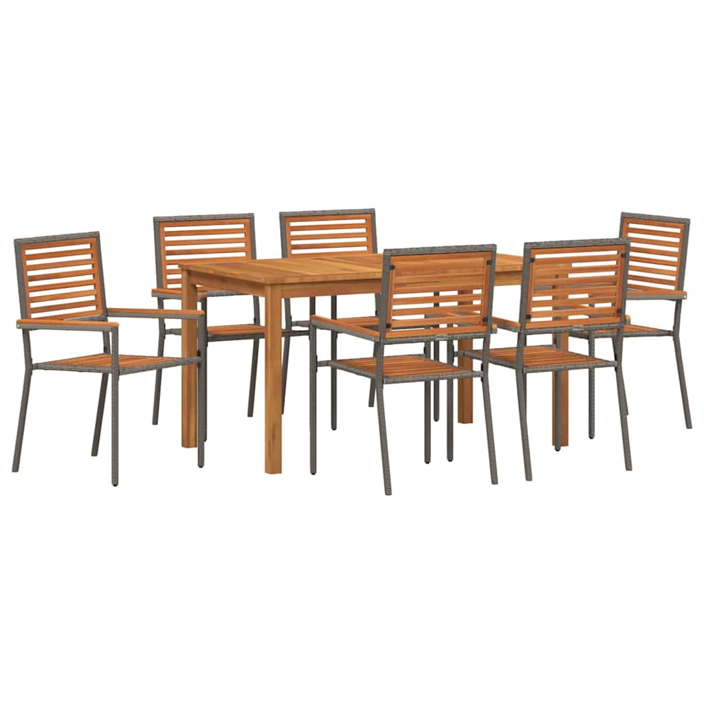 Σέτ φαγητού για κήπο 7 pcs Γκρι Στερεό Ξύλο Ακακίας - Pakobazaar