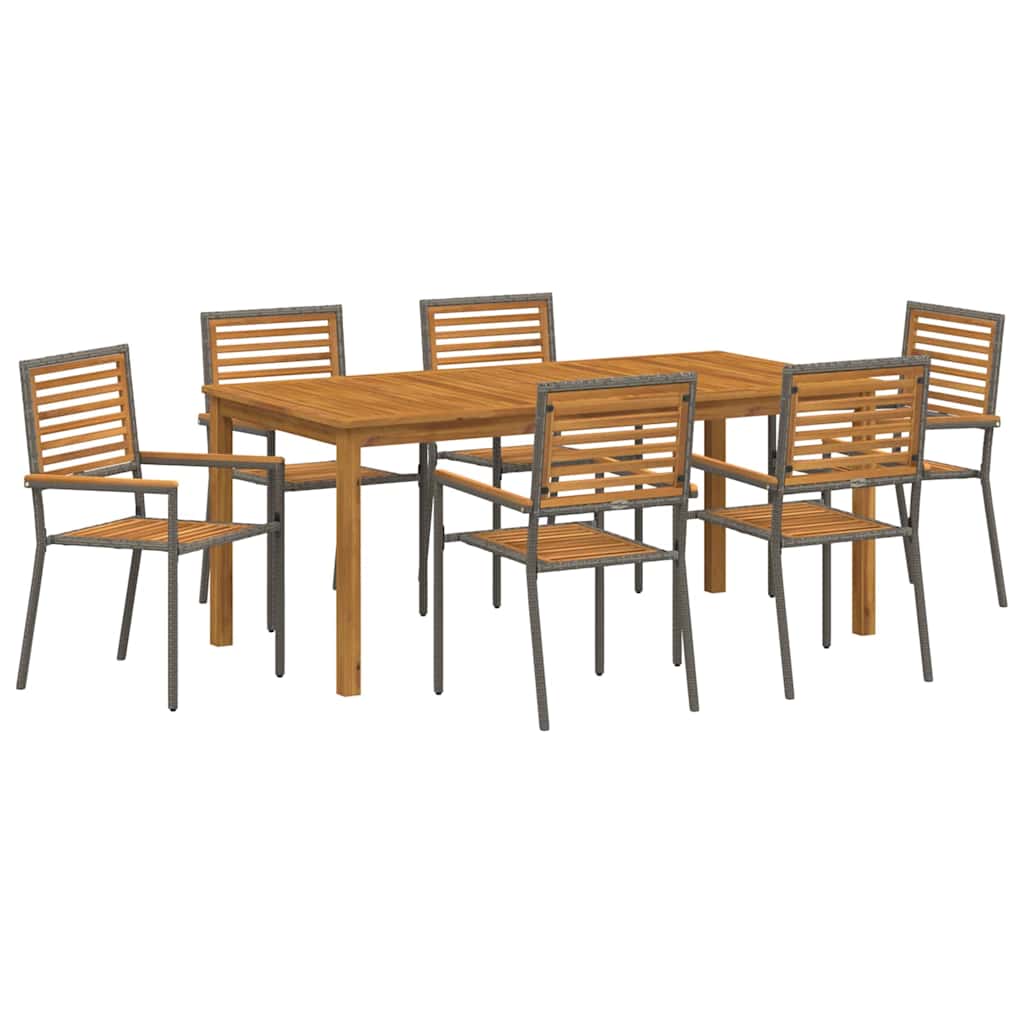 Σέτ φαγητού για κήπο 7 pcs Γκρι Στερεό Ξύλο Ακακίας - Pakobazaar