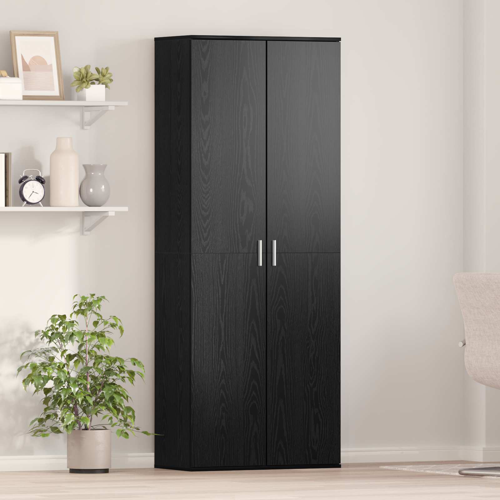 Highboard 70 x 33.5 x 180 εκ. Επεξεργασμένο Ξύλο Μαύρη Οξυά