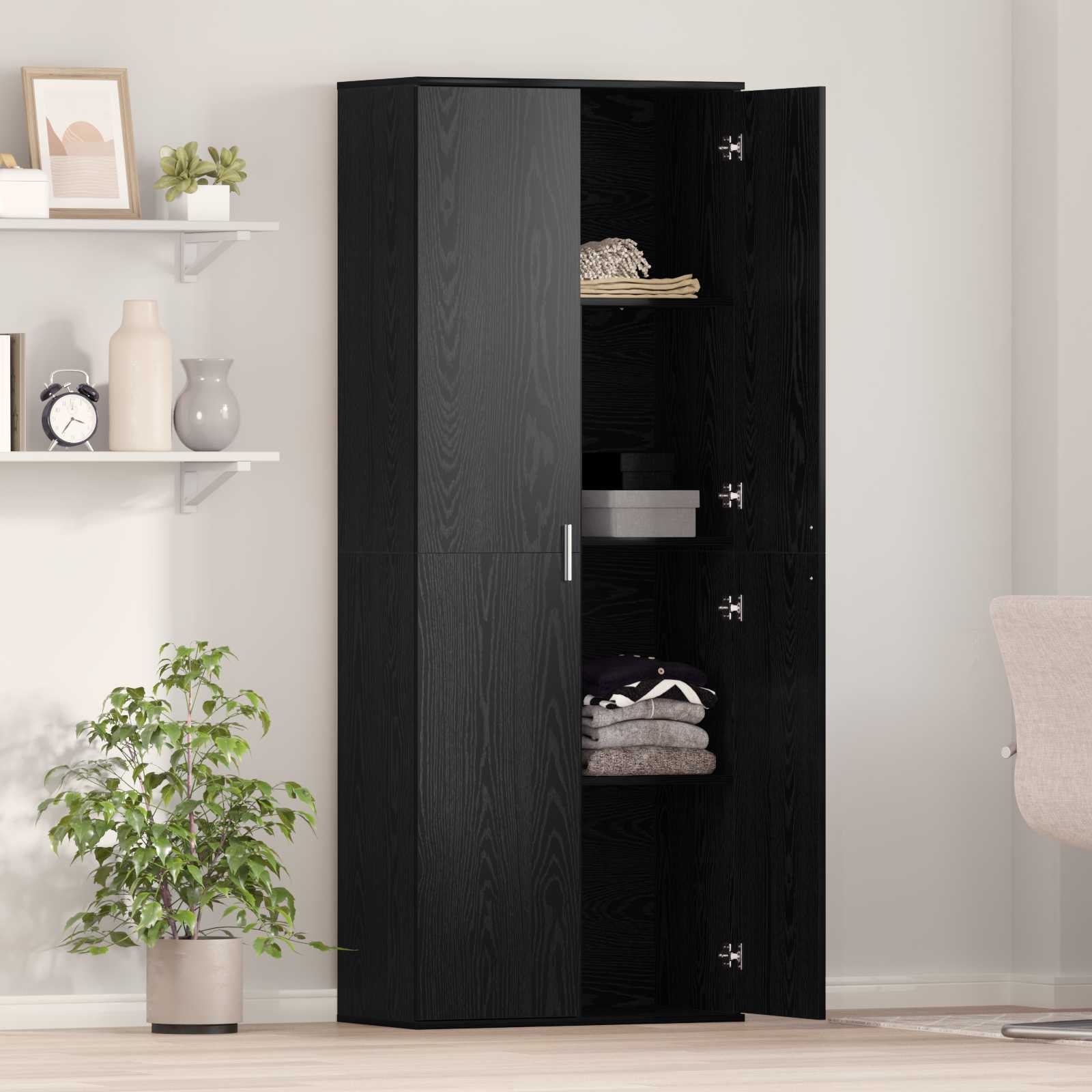 Highboard 70 x 33.5 x 180 εκ. Επεξεργασμένο Ξύλο Μαύρη Οξυά