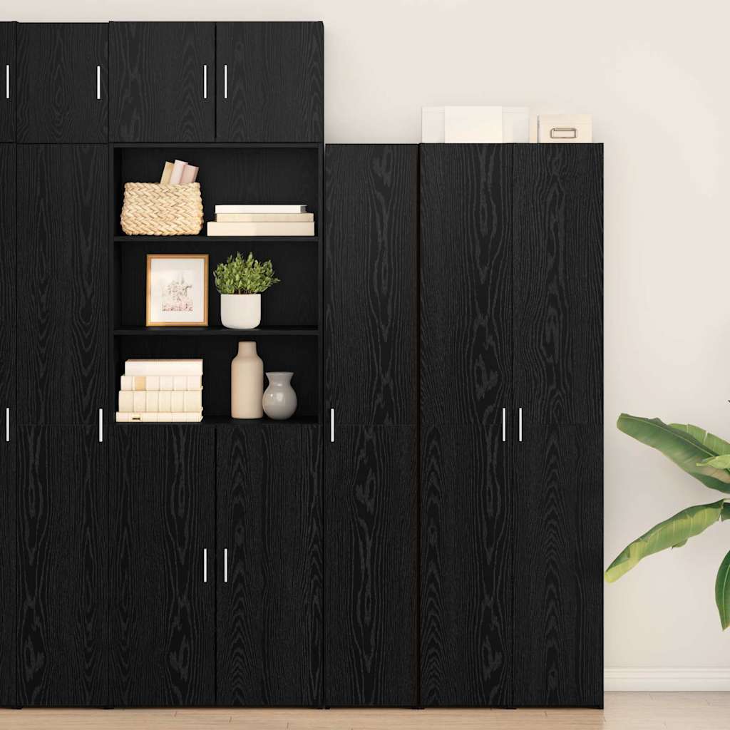 Highboard 2 pcs Μαύρη Οξυά 30 x 42,5 x 185 εκ - Pakobazaar