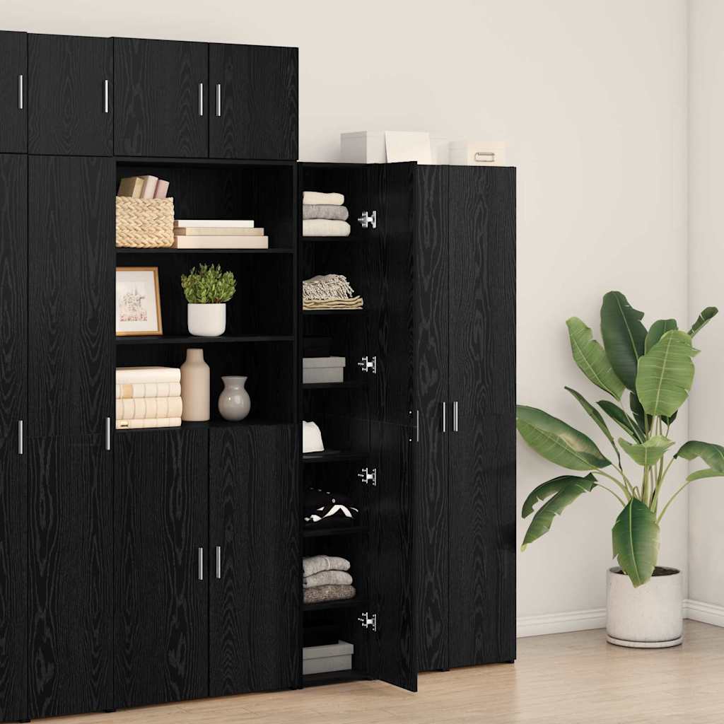 Highboard 2 pcs Μαύρη Οξυά 30 x 42,5 x 185 εκ - Pakobazaar