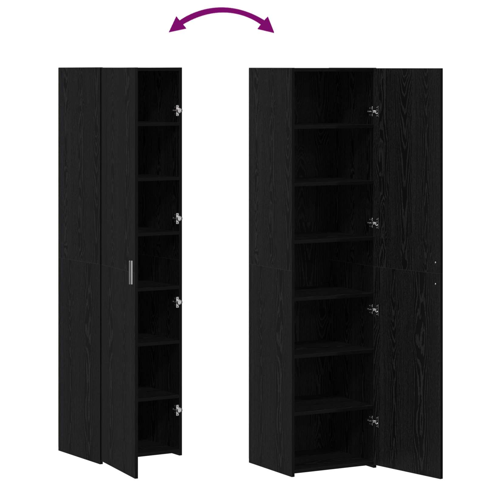 Highboard 2 pcs Μαύρη Οξυά 45 x 42,5 x 185 εκ. - Pakobazaar