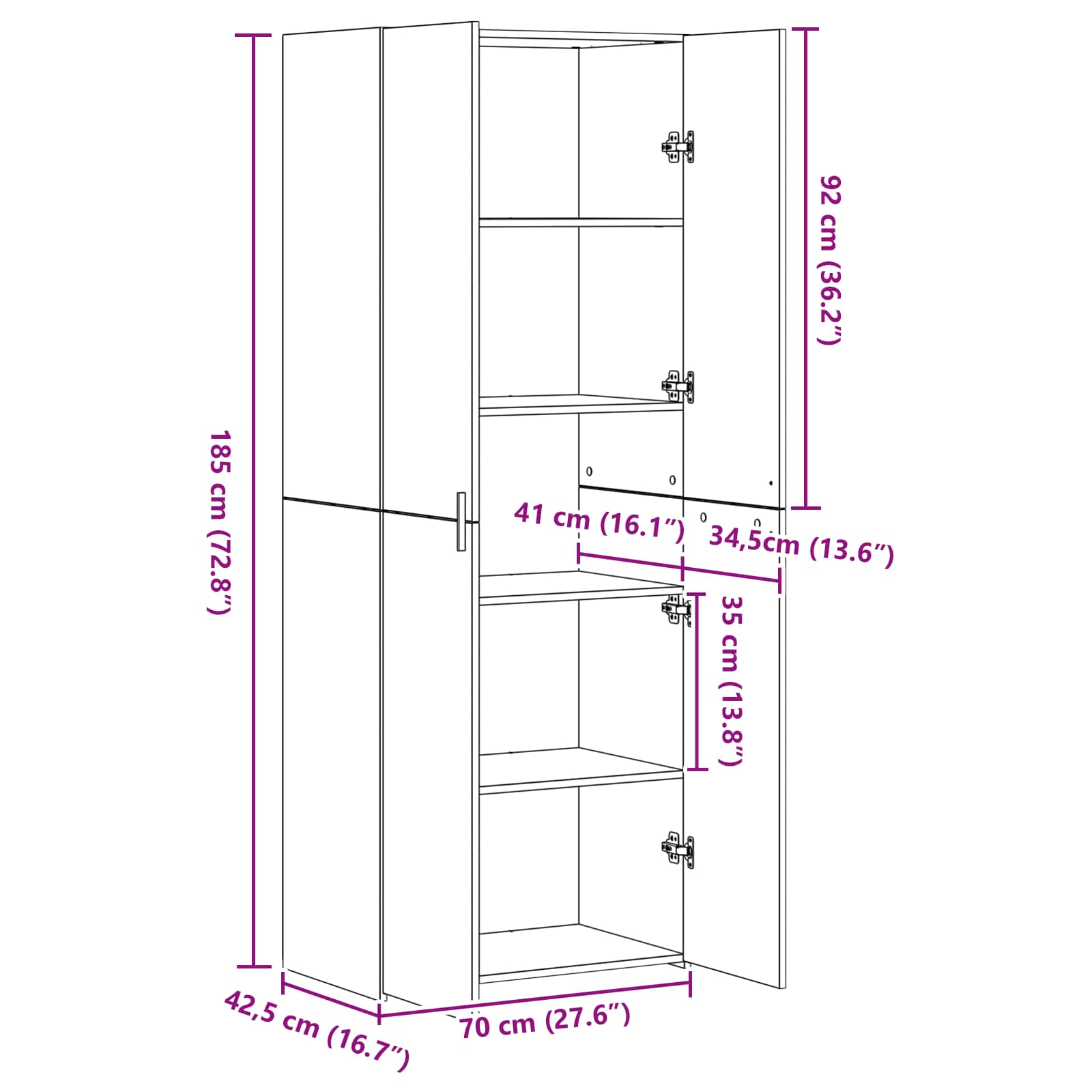 Highboard 2 pcs Artisan Oak 70 x 42,5 x 185 εκ