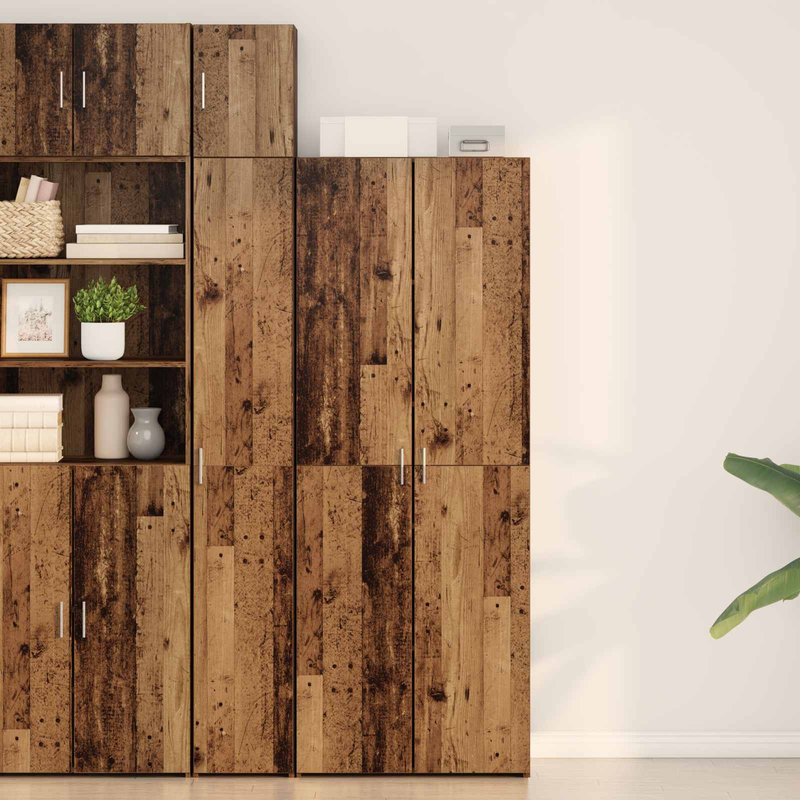 Highboard 2 pcs Παλιό ξύλο 70 x 42,5 x 185 εκ