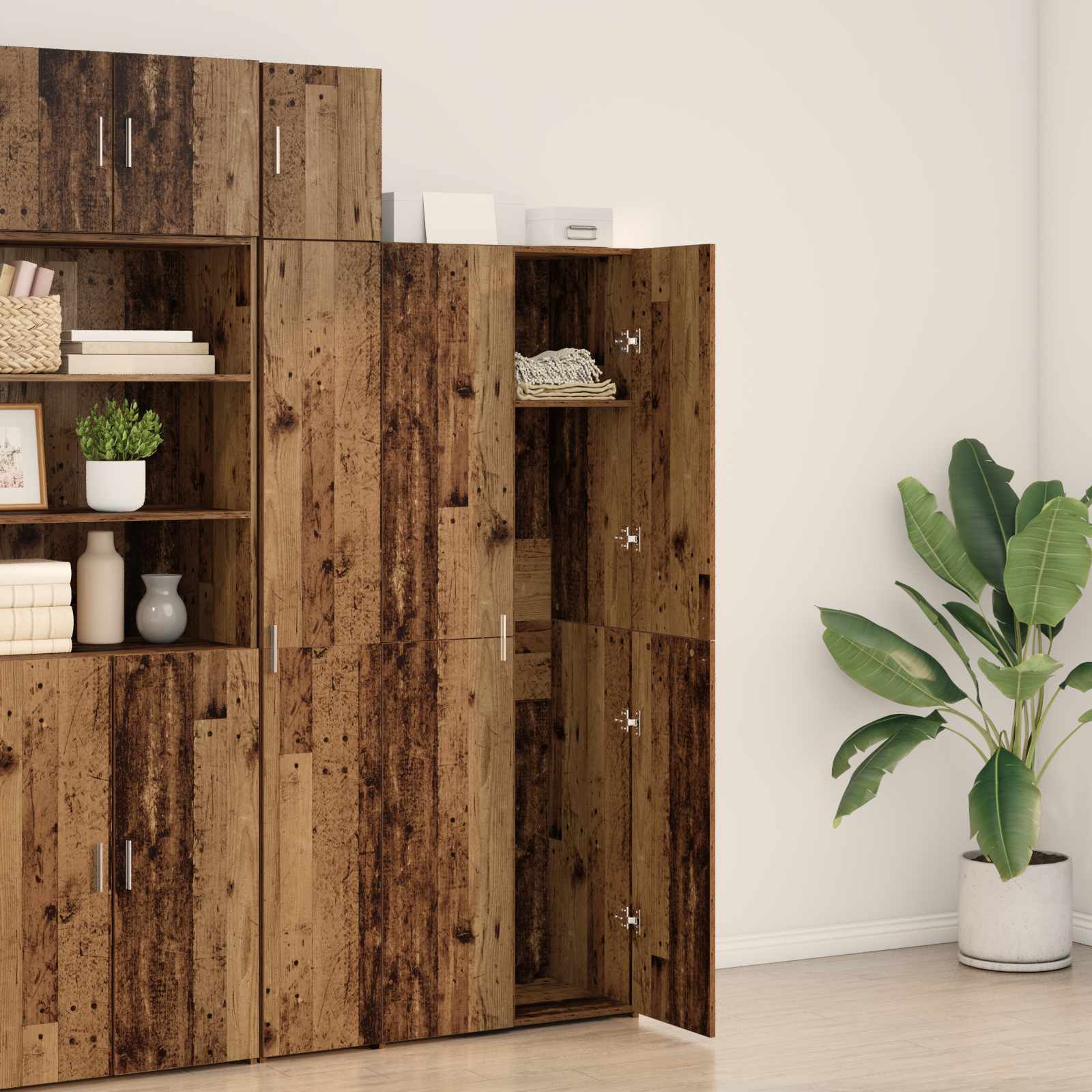 Highboard 2 pcs Παλιό ξύλο 70 x 42,5 x 185 εκ