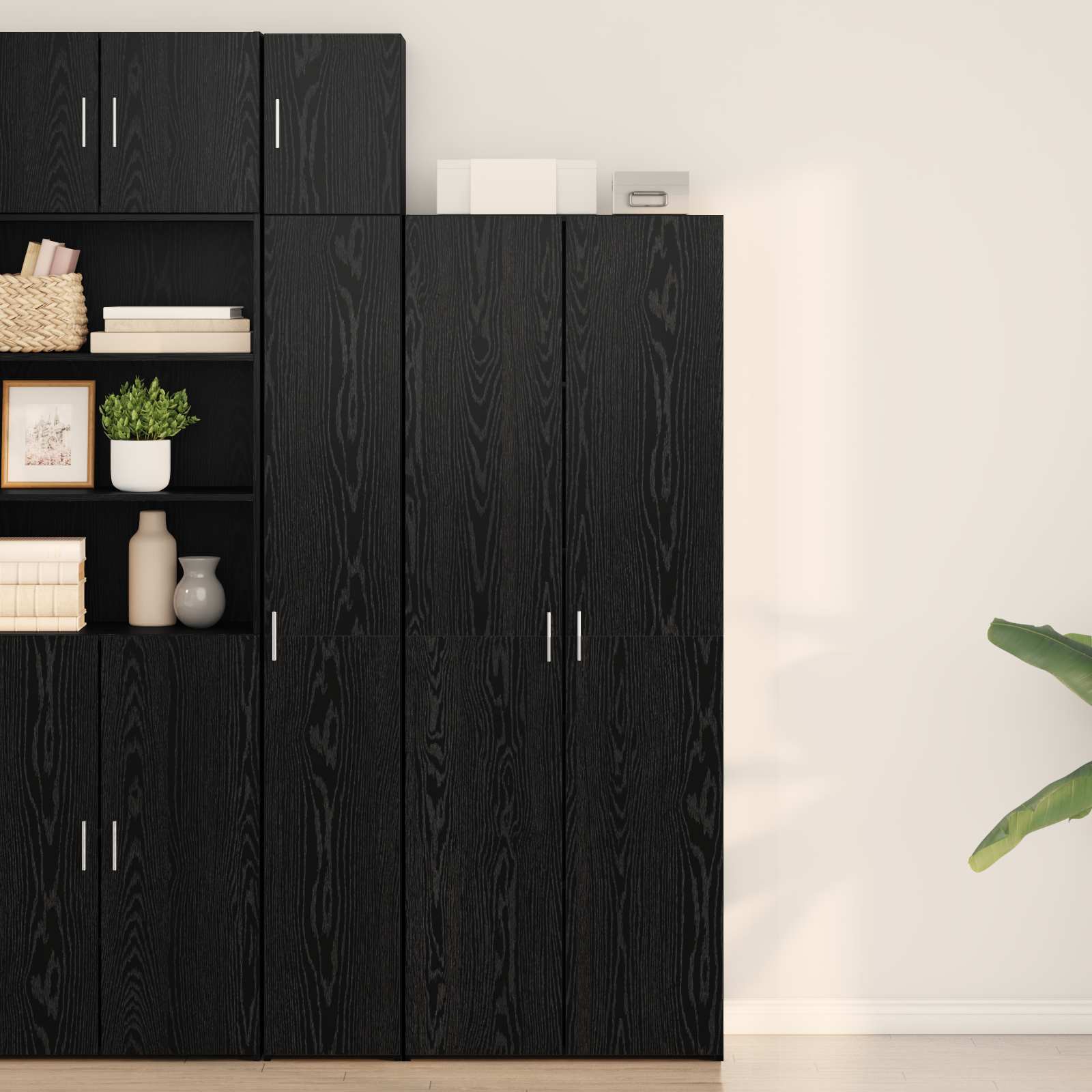 Highboard Μαύρη δρυς 70 x 42.5 x 185 εκ Επεξεργασμένο ξύλο - Pakobazaar