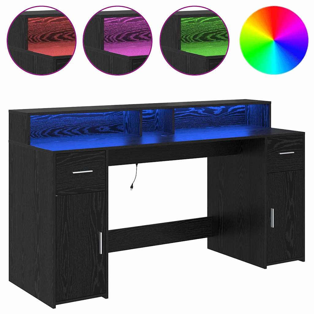 Γραφείο με ράφι Μαύρη δρυς 160 x 55 x 91 εκ. Επεξεργασμένο ξύλο