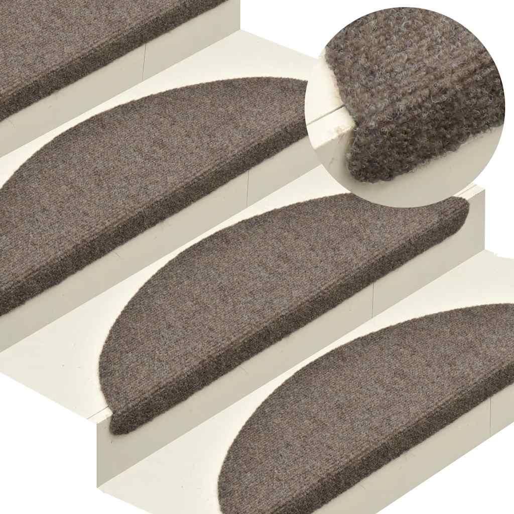 Πατάκια Σκαλιών Αυτοκόλλητα 20 τεμ. Μπεζ Ημίστρογγυλά Μεγάλα 65x21x4 εκ. - Pakobazaar