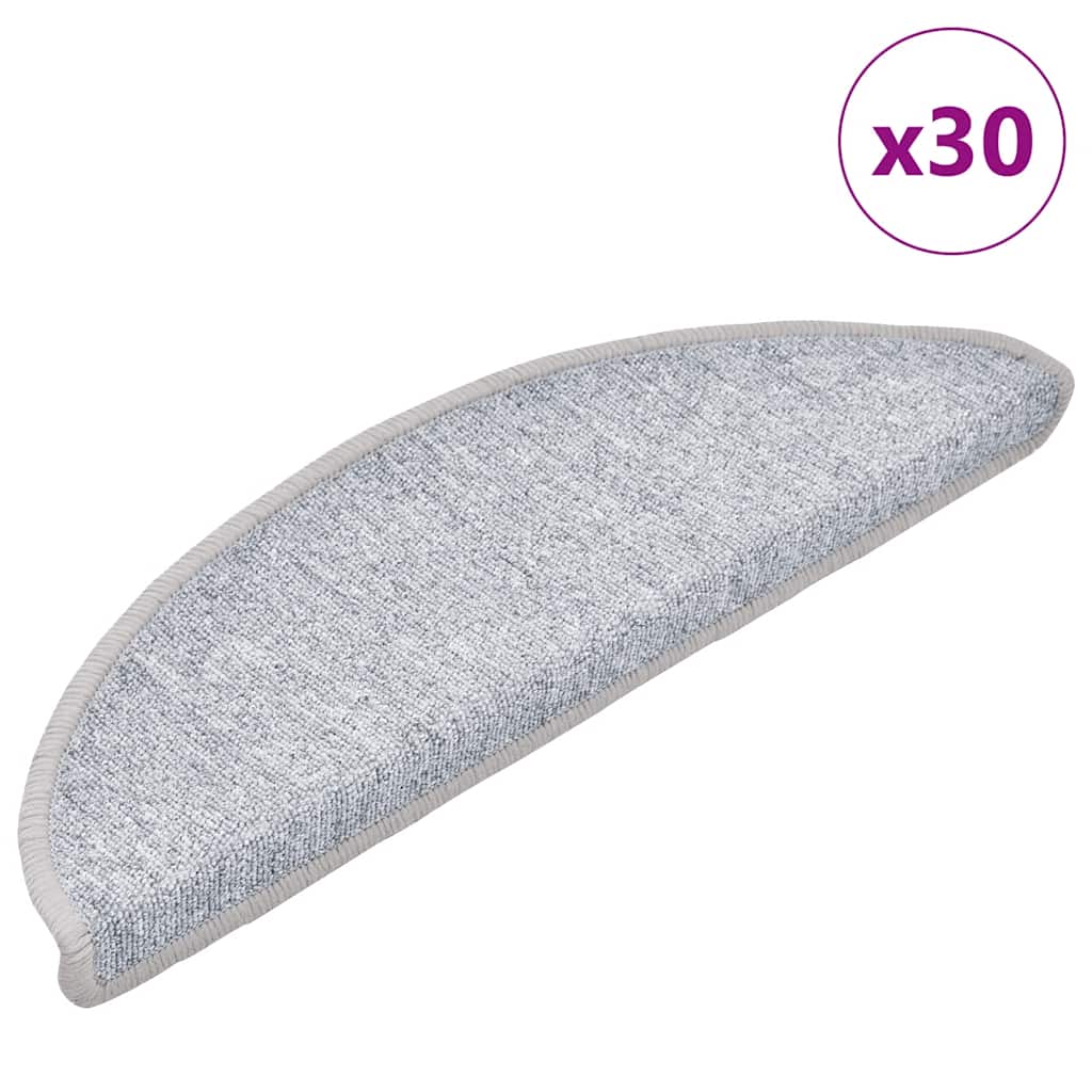 Πατάκια Σκαλιών 30 τεμ. Ανοιχτό Γκρι Ημίκυκλα 56x17x3 εκ.