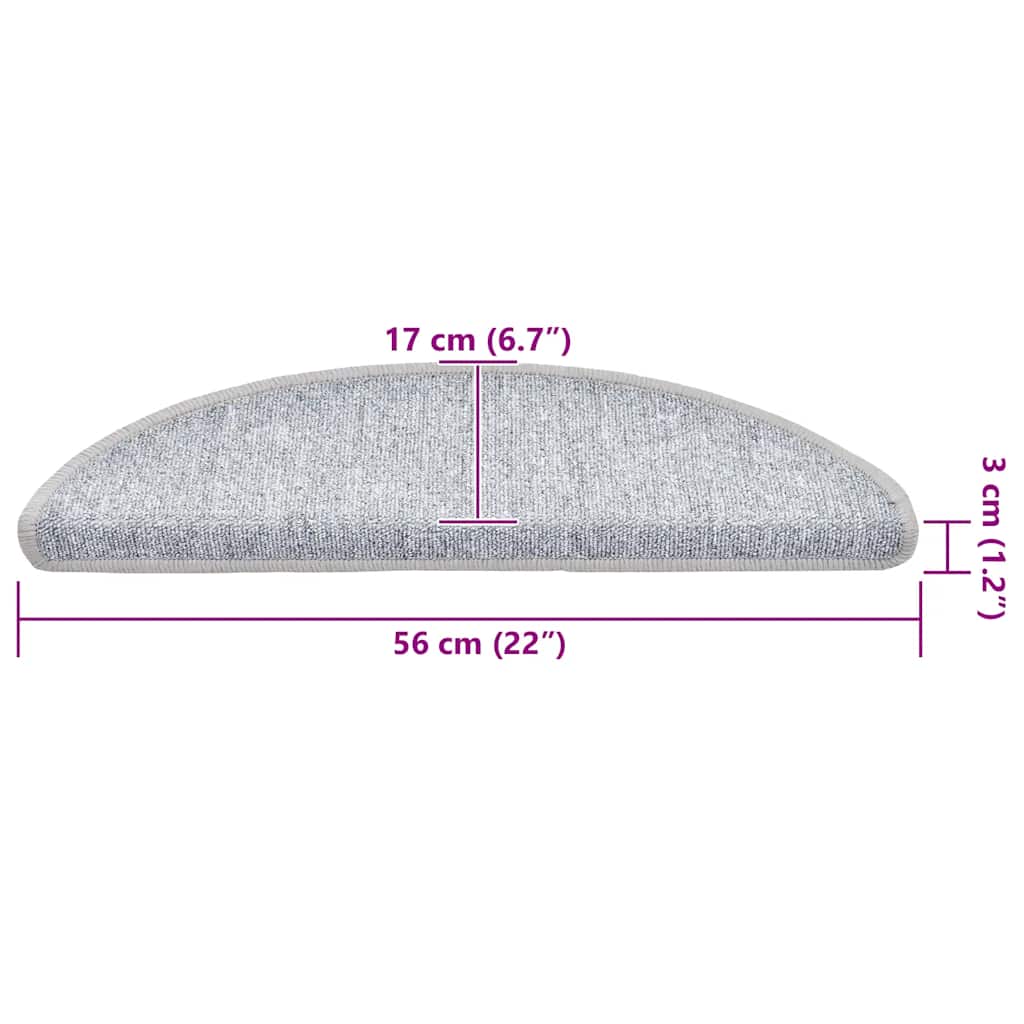 Πατάκια Σκαλιών 30 τεμ. Ανοιχτό Γκρι Ημίκυκλα 56x17x3 εκ.