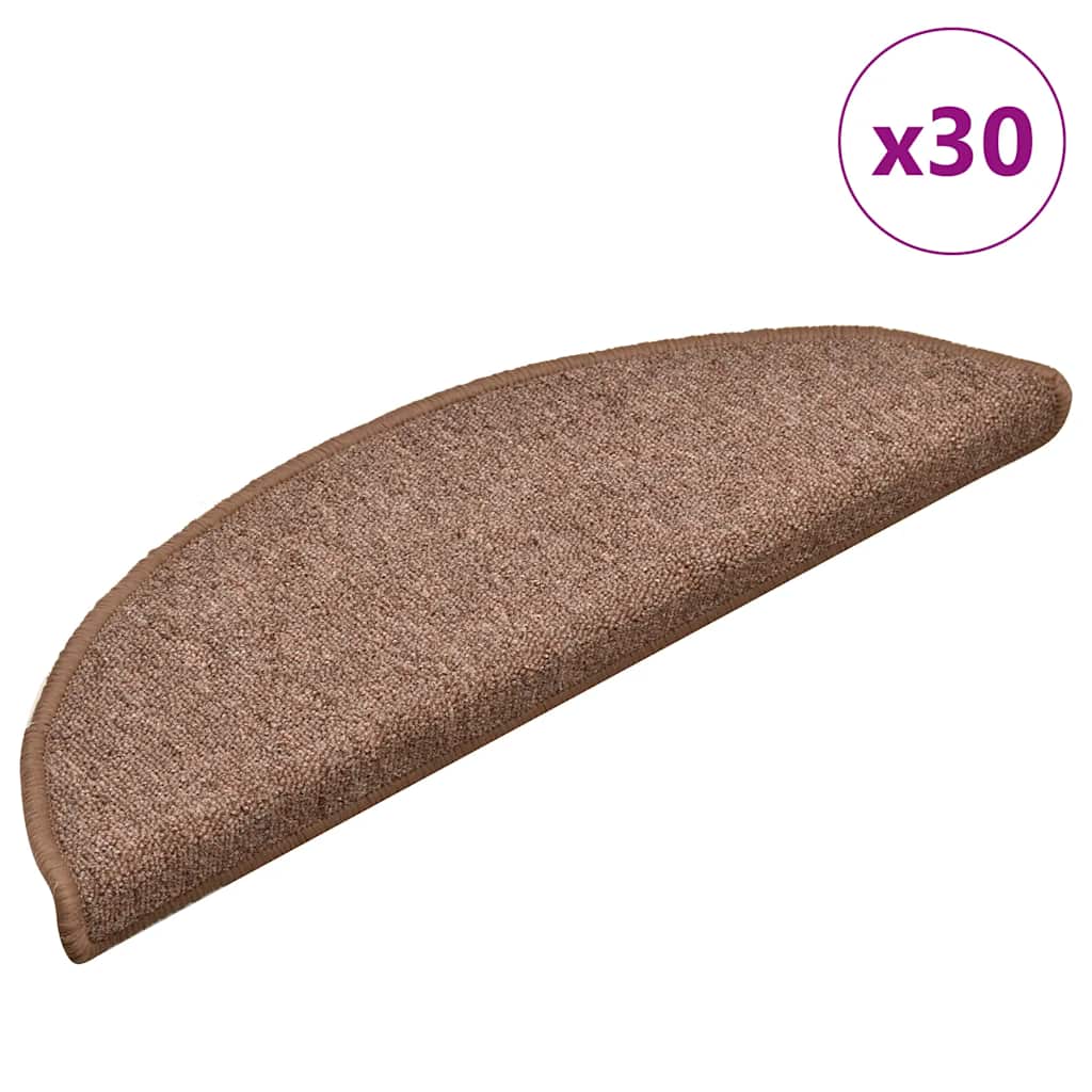 Πατάκια Σκαλοπάτια 30 τεμ. Καφέ Ημίκυκλα 56x17x3 εκ.