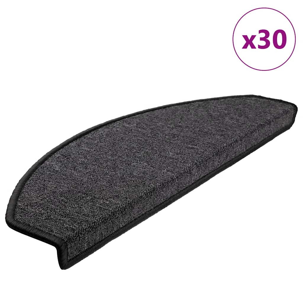 Πατάκια Σκαλοπάτια 30 τεμ. Ανθρακί 65x24x4 εκ. Ημίστρογγυλά Μεγάλα - Pakobazaar