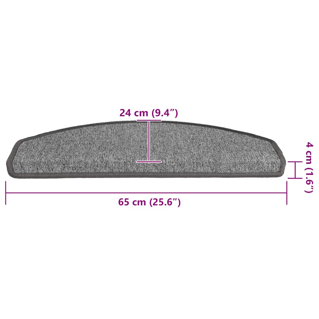 Πατάκια Σκαλοπατιών 30 τεμ. Σκούρο Γκρι Ημίστρογγυλά Μεγάλα 65x24x4 εκ. - Pakobazaar