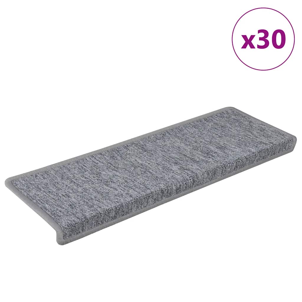 Πατάκια Σκαλιών 30 τεμ. Ανοιχτό Γκρι 65x21x4 εκ. με Ορθογώνια Άκρη