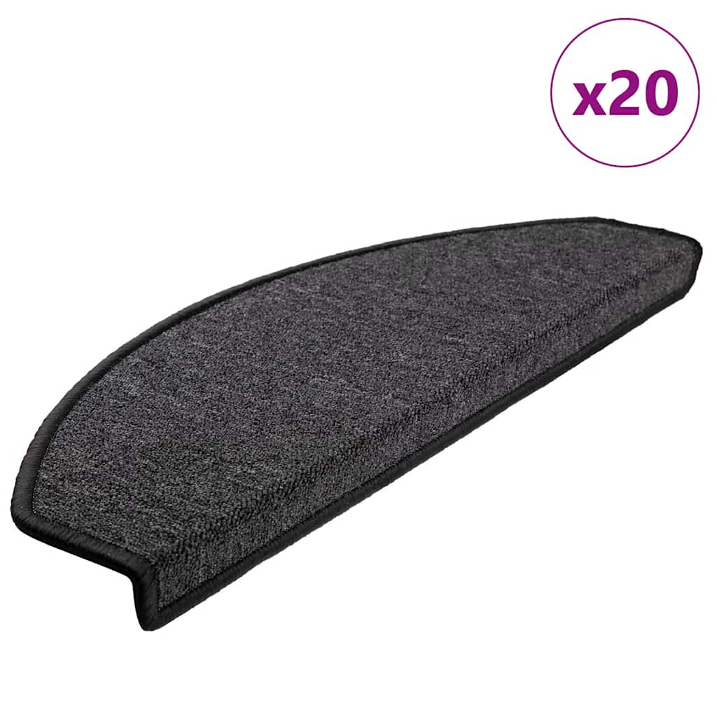 Πατάκια Σκαλοπάτια 20 τεμ. Ανθρακί 65x24x4 εκ. Ημίστρογγυλά Μεγάλα - Pakobazaar