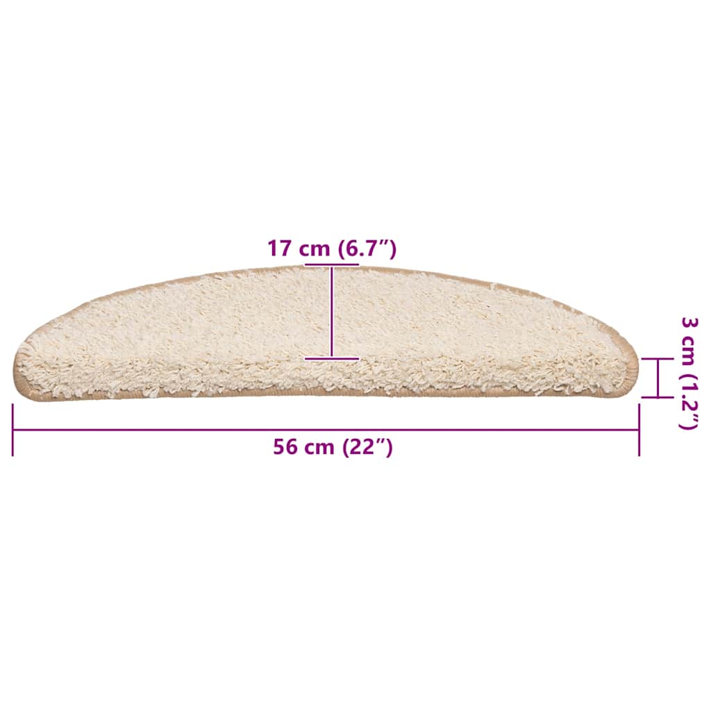 Πατάκια Σκαλιών 30 τεμ. Κρεμ Ημίστρογγυλά 56x17x3 εκ.