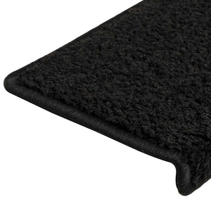 Πατάκια Σκαλιών 30 τεμ. Μαύρα Ορθογώνια Άκρα 65x21x4 εκ.