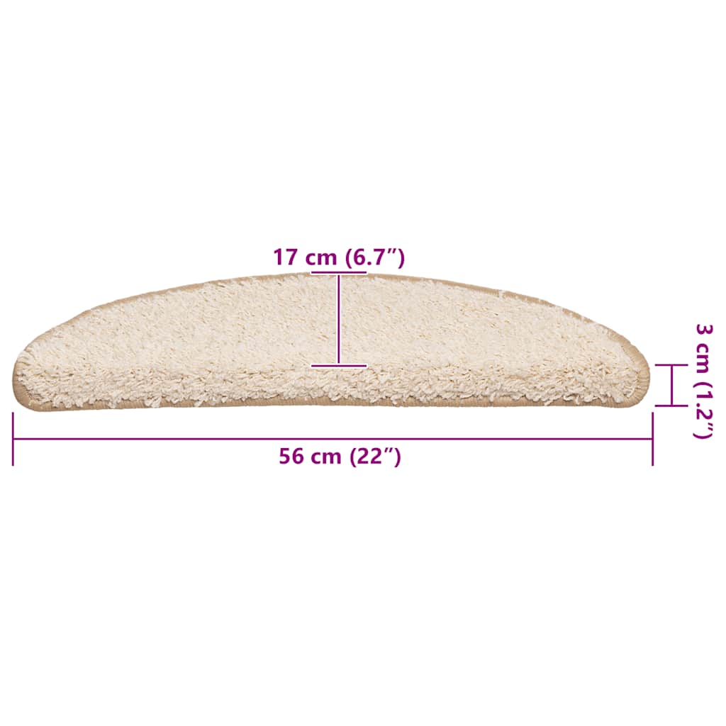 Πατάκια Σκαλιών 20 τεμ. Κρεμ Ημίστρογγυλά 56x17x3 εκ. - Pakobazaar