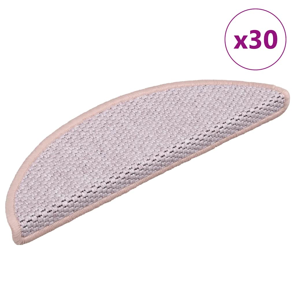 Πατάκια Σκάλας Αυτοκόλ. 30 τεμ. Όψη Σιζάλ 56x17x3 εκ. Ροζ - Pakobazaar